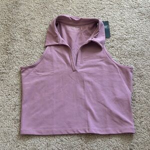 Abercrombie & Fitch Soft A&F Essentials Purple Collared Crop Tank Top M